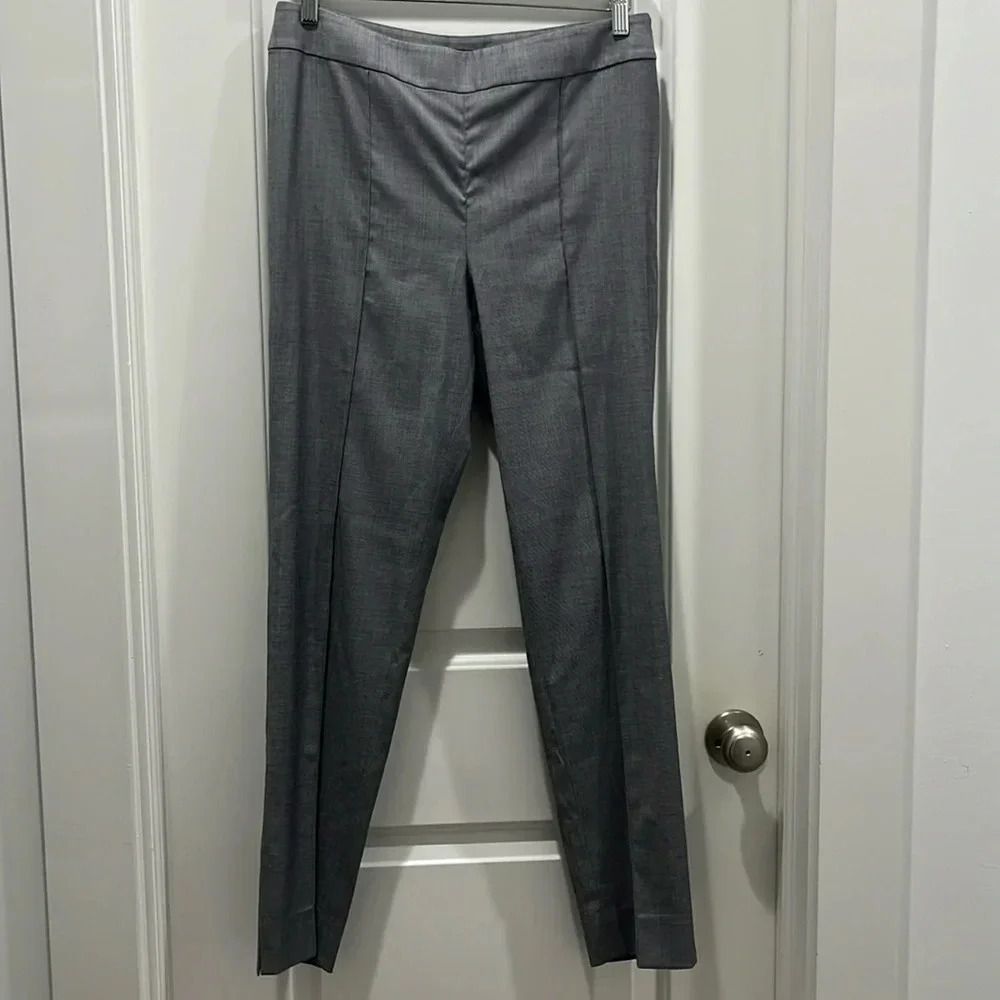 St. John Emma Gray Straight Leg Trousers Sz 10